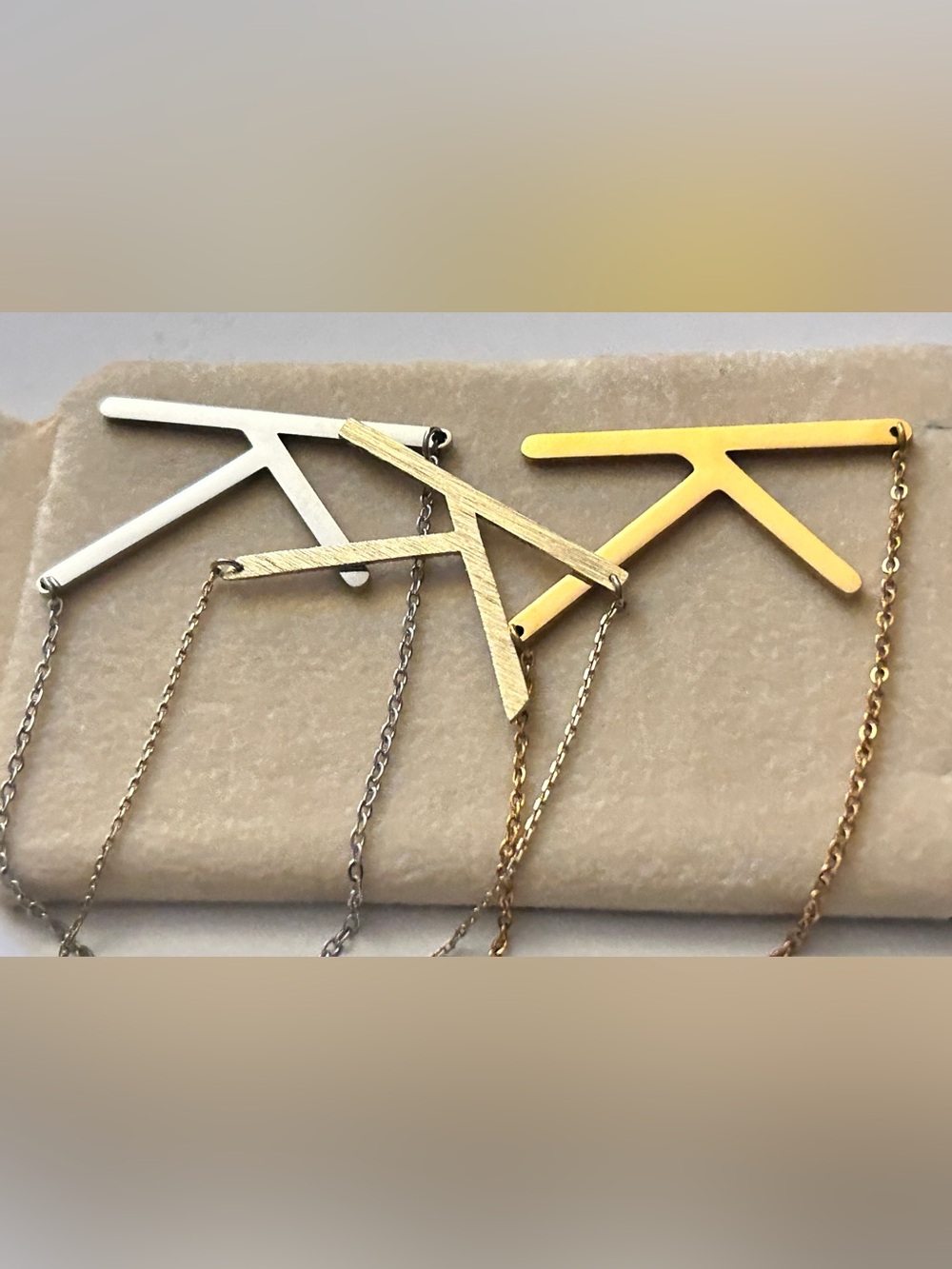 (3) Gold, Silver, & Brushed Pendants Initial Letter K Necklace - Personalized Ea